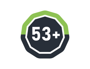 53 plus isolated on white background. Number of 53 plus 