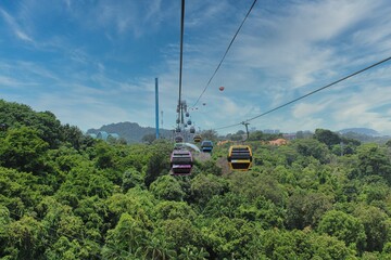 Fototapeta premium Cable Car on Sentosa Island in Singapore