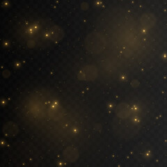 Naklejka premium Vector gold dust. Magic glow. Dust png. Light png. Light effect. A flash of sparkles. Christmas dust.