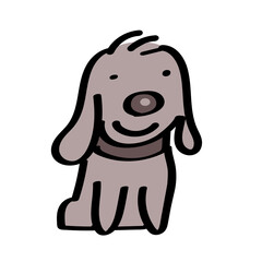 Drawing caricature of a cute pet dog. Vector cartoon illustration on isolated background.