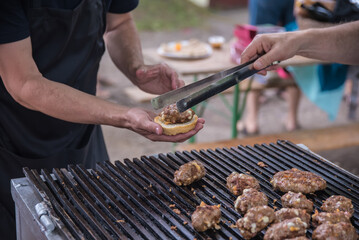 Making a barbecue for a party