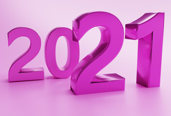 New year concept in pink colors. Number 2021