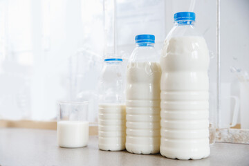 Quality control test of milk in laboratory. Dairy factory industry products
