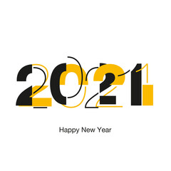 Happy New Year 2021 modern futuristic abstract black light typography logo icon design orange yellow black white greeting card