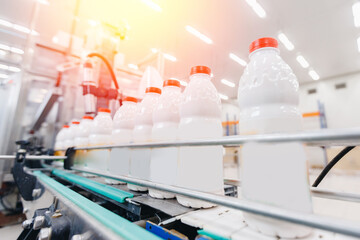 Bottling milk production line factory, industry equipment dairy plant