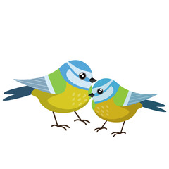 Titmouse bird. Cute forest animal. Cartoon flat illustration