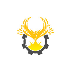 Vector logo, badge, symbol, icon template design with Phoenix Theme


