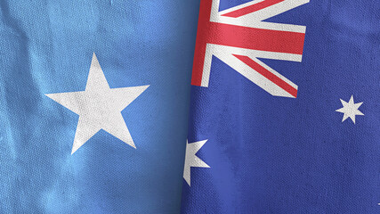 Australia and Somalia two flags textile cloth 3D rendering