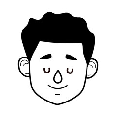 young man avatar head character line style icon