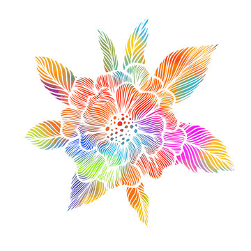 The abstraction is floral with a rainbow flower. Vector illustration
