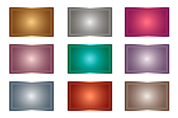 Set of metal backgrounds with frames. Vector illustration.