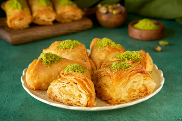 Traditional middle eastern sweets baklava, kadayif , kunafa.