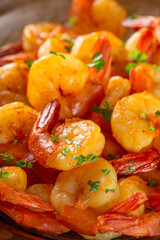 Grilled shrimps on plate
