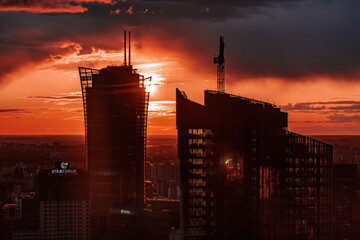 Sunset panorama Warsaw
