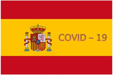 Spanish flag with the sign Covid