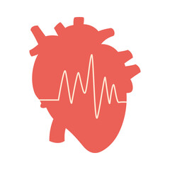 heart cardio organ with heartbeat line