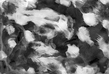 Simple monochrome abstract black and white watercolor, animal print. Hand-painted texture, splashes, drops of paint, paint smears. Best for backgrounds, wallpapers, covers and packaging, wrapping.