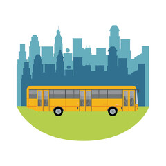 yellow bus public transport vehicle icon