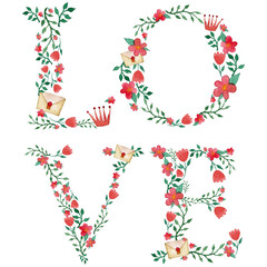 Royal fantasy love label. Floral text with vintage elements