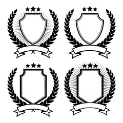 Vector logo, badge, symbol, icon template design with Shield Theme
