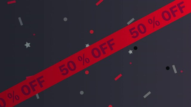 50 percent offert with confetti animation
