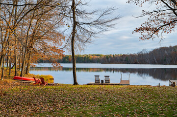 Seating for two to view calm lake