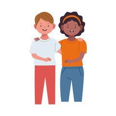 interracial couple woman afro and man caucasian avatars characters