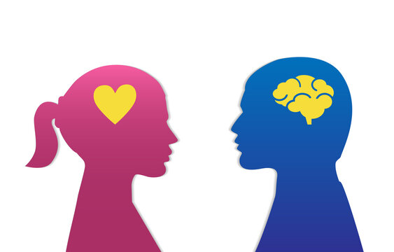 Man and woman icon. Silhouette of heart or brain