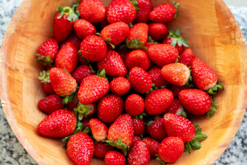 background with delicious and juicy red strawberries