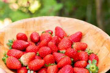 background with delicious and juicy red strawberries