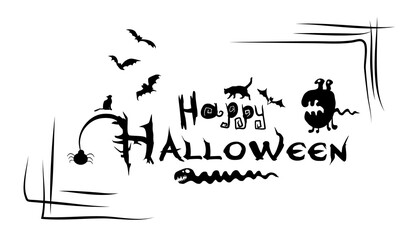 Happy Halloween text. Vector illustration
