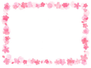 Obraz na płótnie Canvas 桜の花のピンク色の手描きフレーム