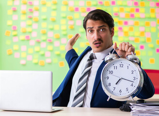 Businessman with many conflicting priorities in time management