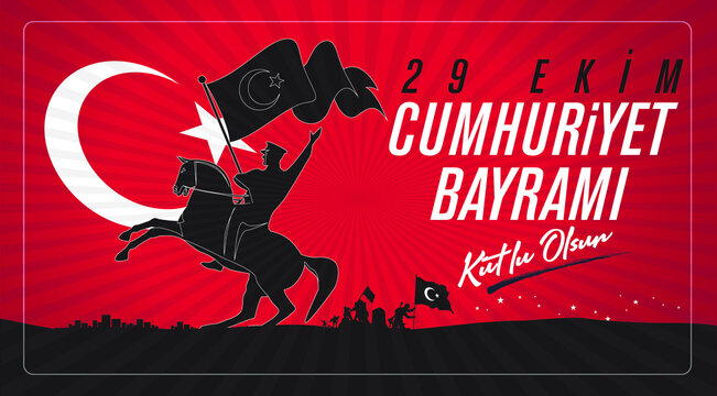29 ekim Cumhuriyet Bayrami kutlu olsun, Republic Day Turkey. Translation: 29 october Republic Day Turkey and the National Day in Turkey happy holiday. Graphic for design elements.