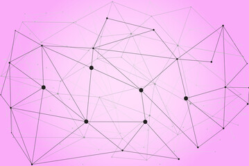 Network abstract connection isolated on pink background. Network technology background with dots and lines. Ai background. Modern abstract concept. Ai vector, network technology