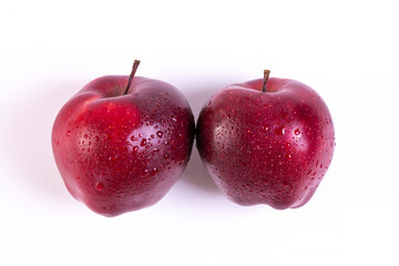 Big fresh red apples on white background