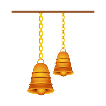 golden bells hanging hindu decoration