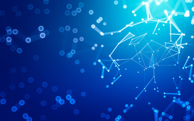 Abstract background. Molecules technology with polygonal shapes, connecting dots and lines. Connection structure. Big data visualization.