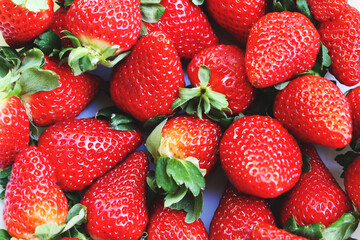 background with delicious and juicy red strawberries