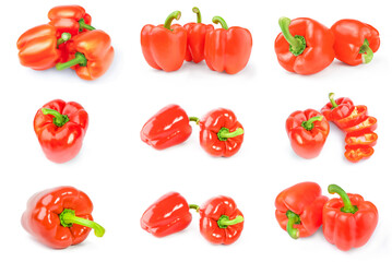 Group of bulgarian pepper over a white background