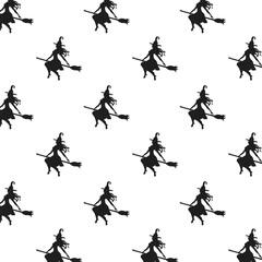 witch in broom flying pattern