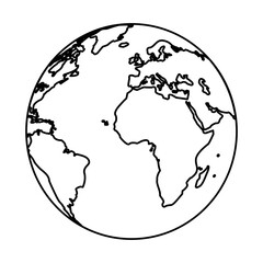world planet earth geography line style icon
