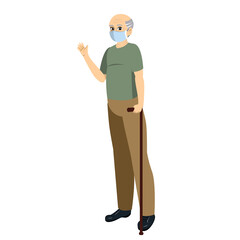 Isolated elderly wearing a face mask - Vector illustration