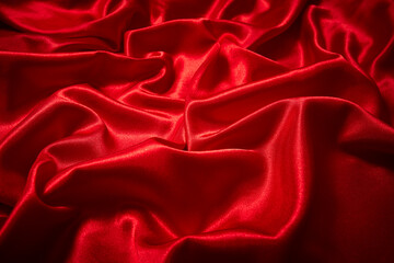 Fototapeta premium Luxury red satin smooth fabric background for celebration, ceremony, event invitation card or advertising poster