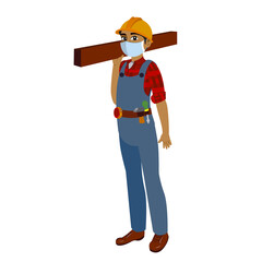 Isolated architect wearing a face mask - Vector illustration