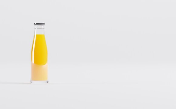 Orange Juice Bottles Mockup 3D Illustration