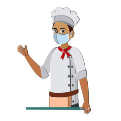 Isolated chef wearing a face mask - Vector illustration
