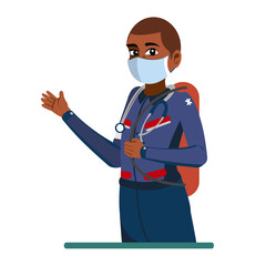 Isolated paramedic wearing a face mask - Vector illustration