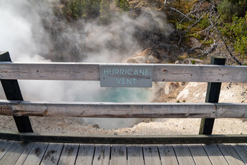 Sign for the Hurricane Vent, in Yellowstone National Park
