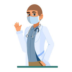 Isolated doctor wearing a face mask - Vector illustration
